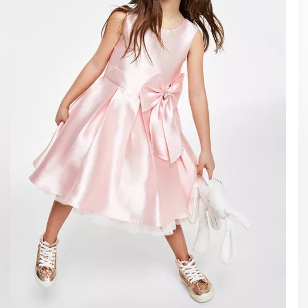 Rare Edition Toddler Pink Satin Dress with Bow size 3T